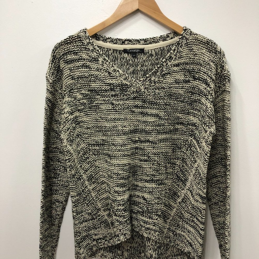George High Low Women's Sweater with Elbow Patches